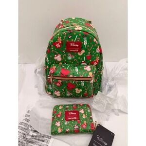 Loungefly Disney Mickey Mouse Holiday Treats Mini Backpack & Wallet Set NWT